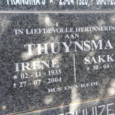 THUYNSMA Sakkie 1930 &amp; Irene 1933-2004