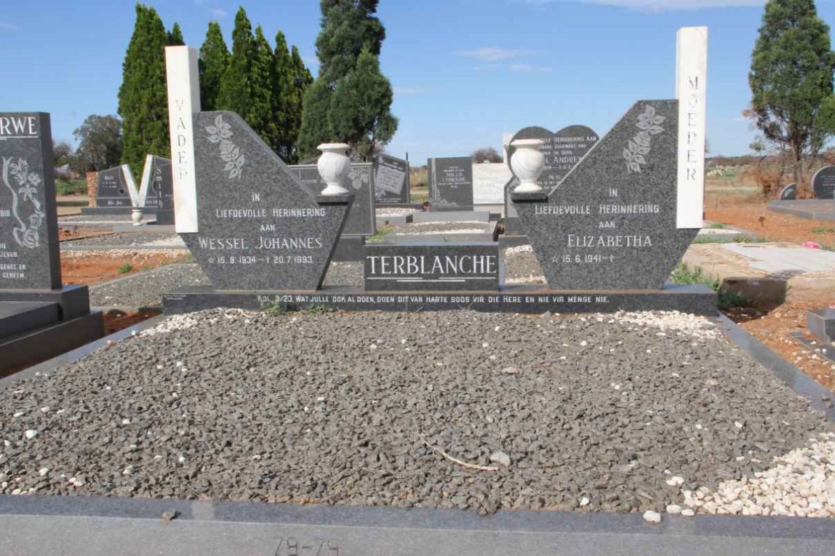 TERBLANCHE Wessel Johannes 1934-1993 &amp; Elizabetha 1941-