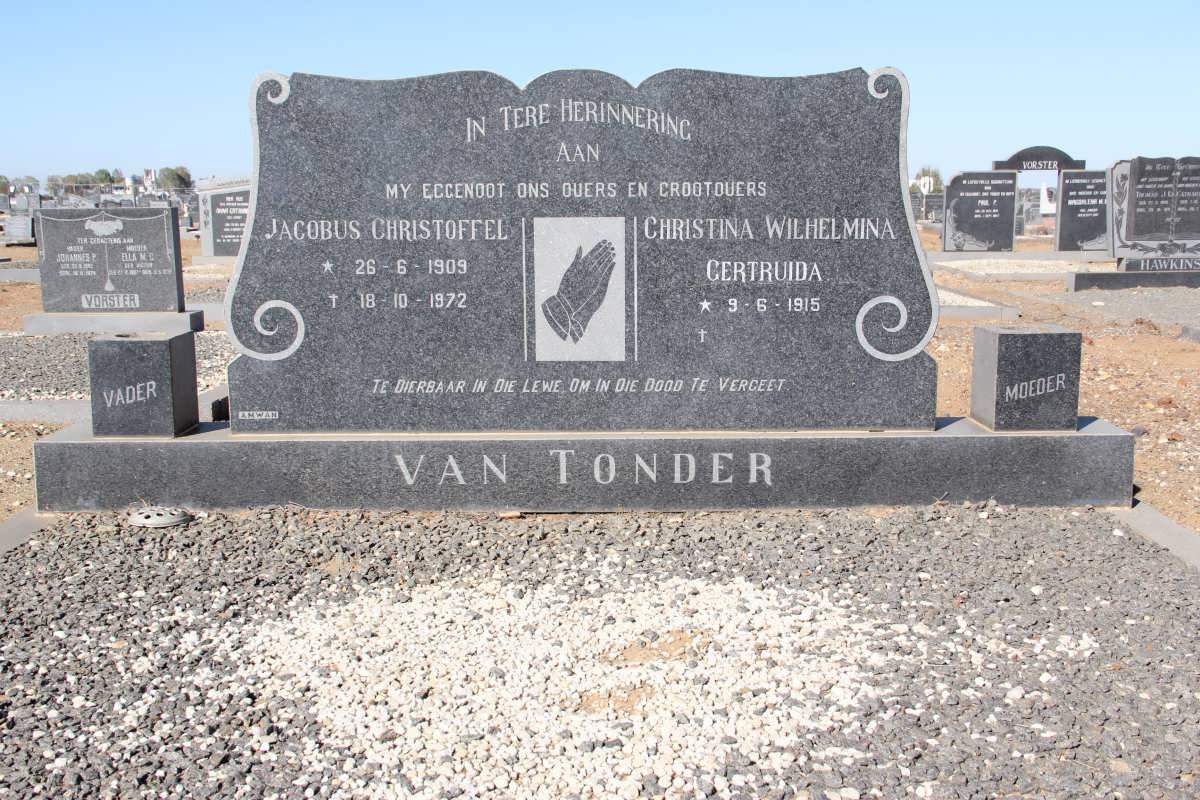 TONDER Jacobus Christoffel, van 1909-1972 &amp; Christina Wilhelmina Gertruida 1915-