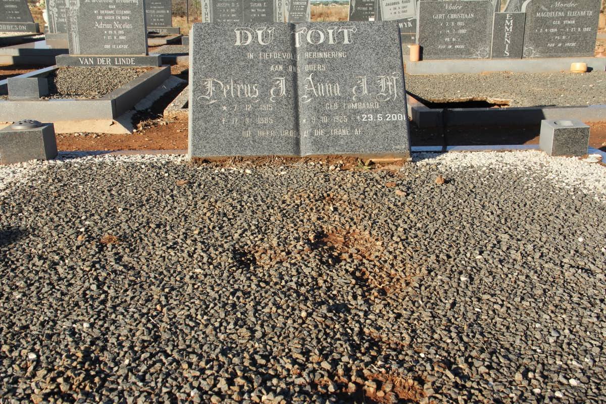 TOIT Petrus J., du 1915-1985 &amp; Anna J.M. LOMBAARD 1925-2001