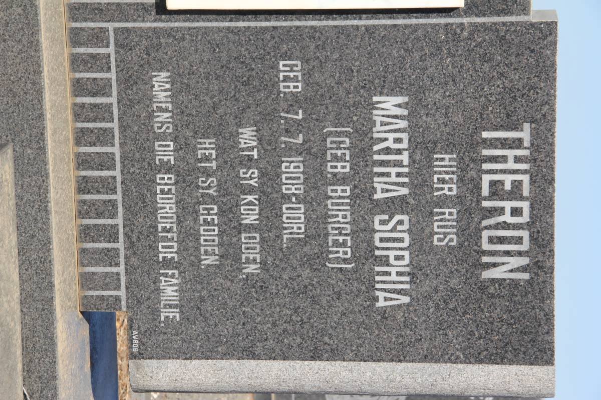 THERON Martha Sophia nee BURGER 1908-