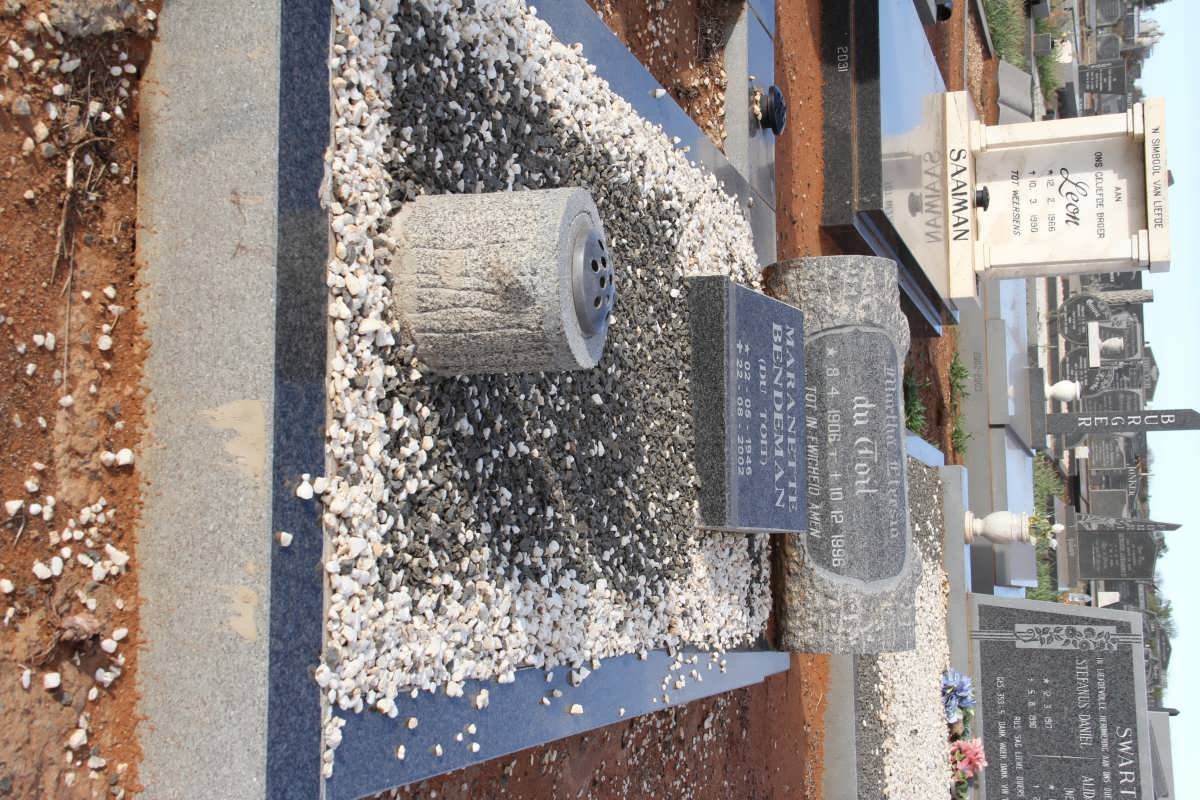 TOIT Martha Etresia, du 1906-1996 :: BENDEMAN Maranette nee du TOIT 1946-2002