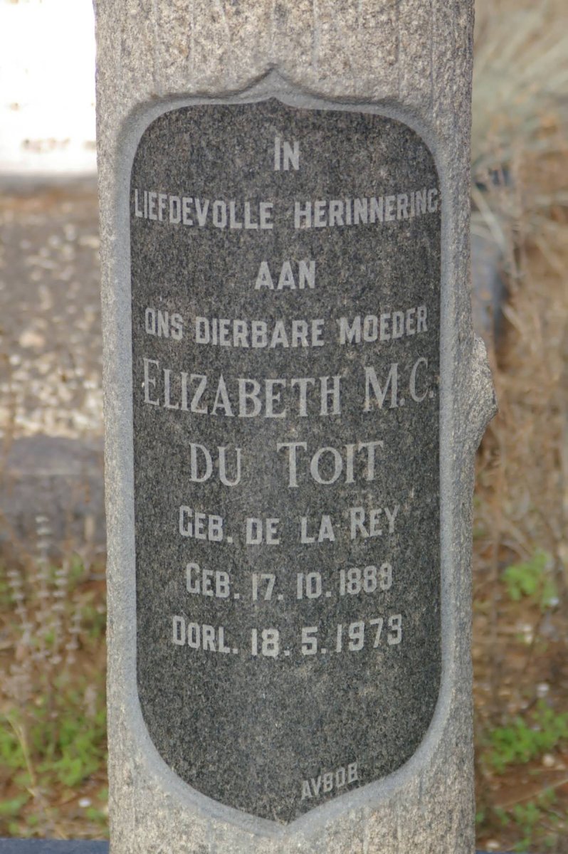 TOIT Elizabeth M.C., du nee de la REY 1889-1973