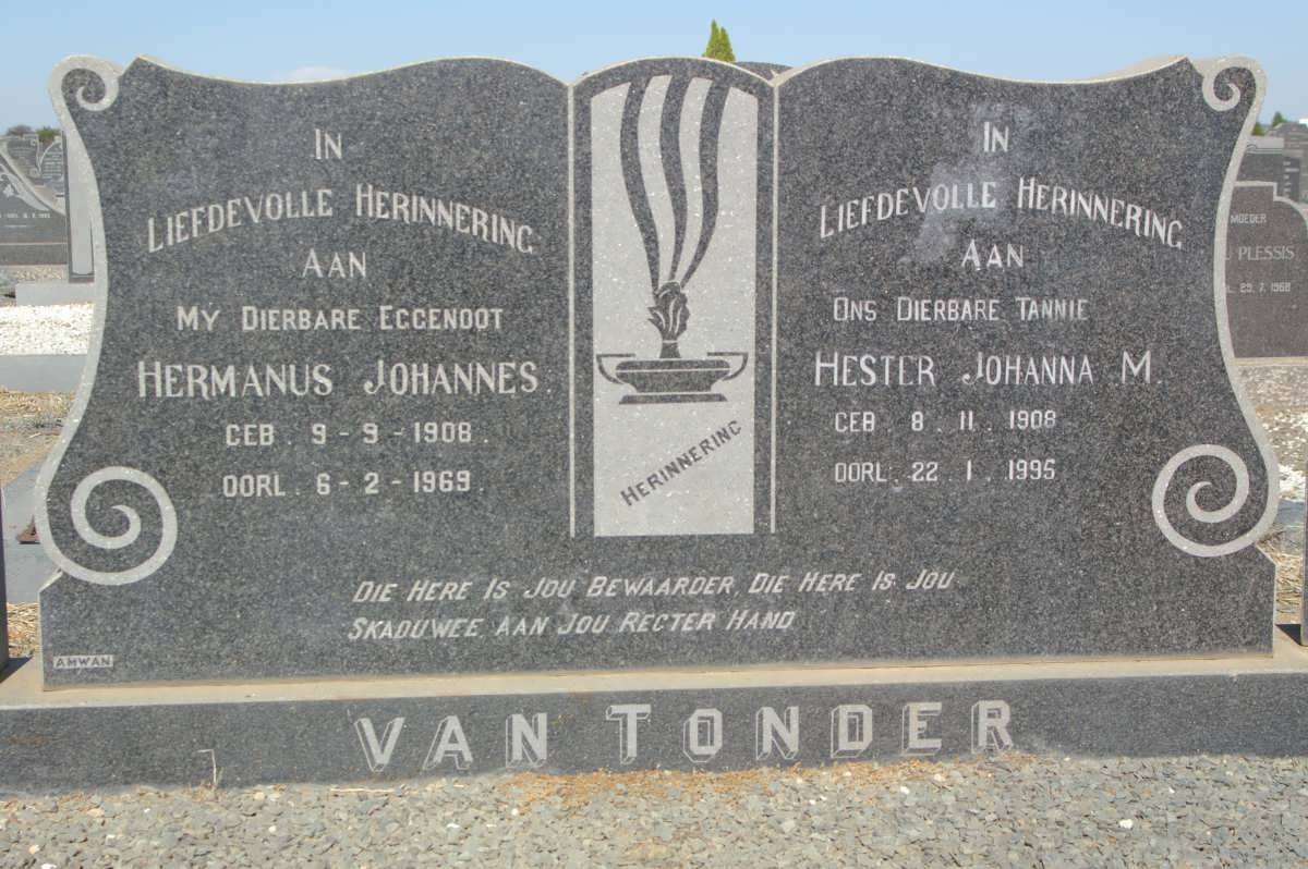 TONDER Hermanus Johannes, van 1908-1969 &amp; Hester Johanna M. 1908-1995
