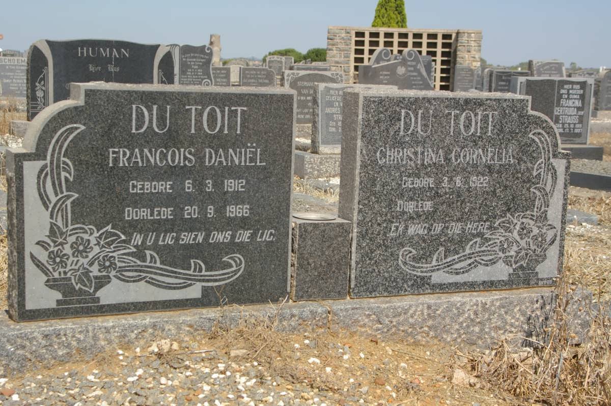 TOIT Francois Daniël, du 1912-1966 &amp; Christina Cornelia 1922-