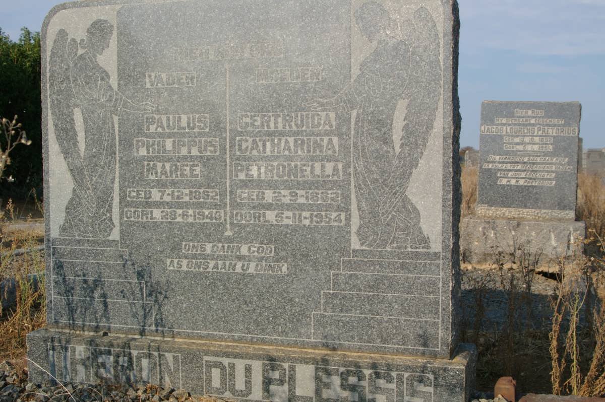 THERON Paulus Philippus Maree 1862-1946 &amp; Gertruida Catharina Petronella du PLESSIS 1862-1954