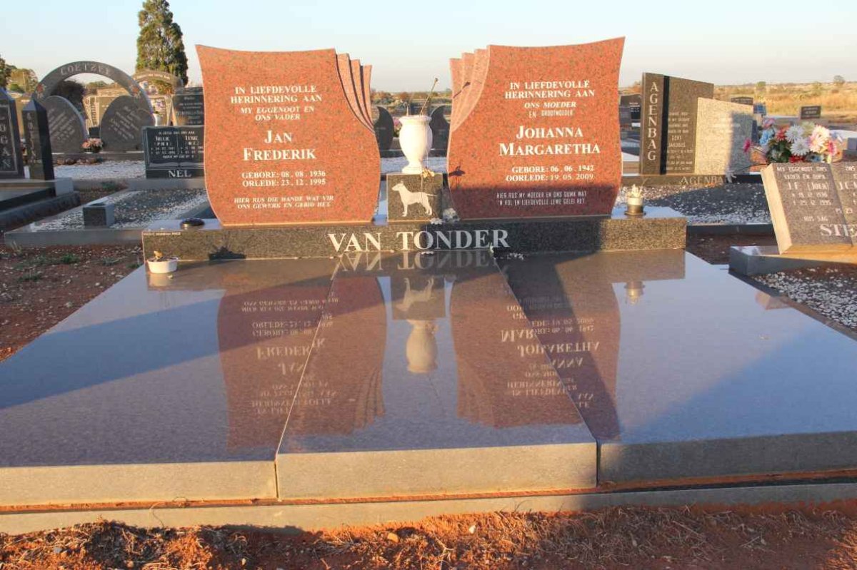 TONDER Jan Frederik, van 1936-1995 &amp; Johanna Margaretha 1942-2009