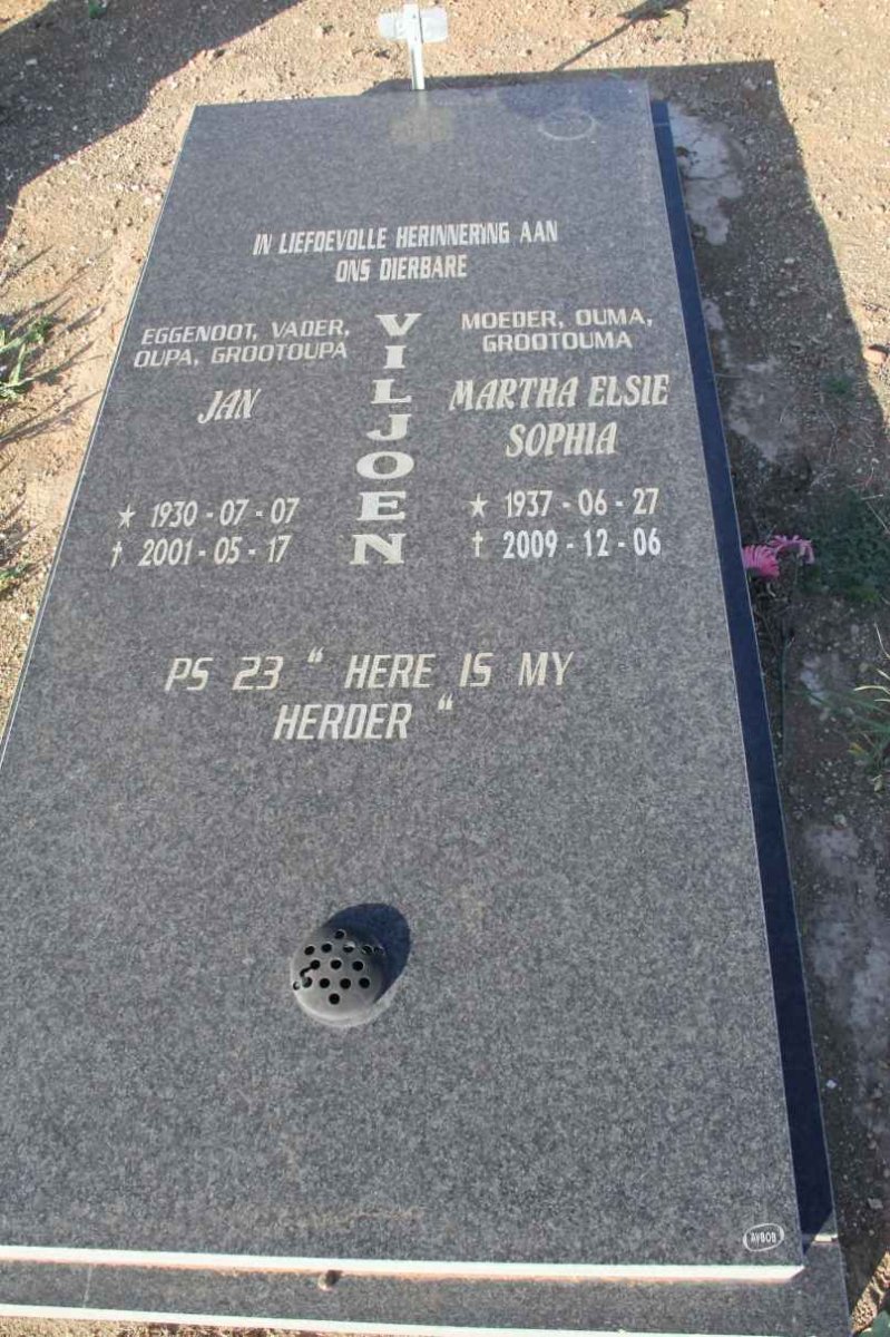 VILJOEN Jan 1930-2001 &amp; Martha Elsie Sophia 1937-2009