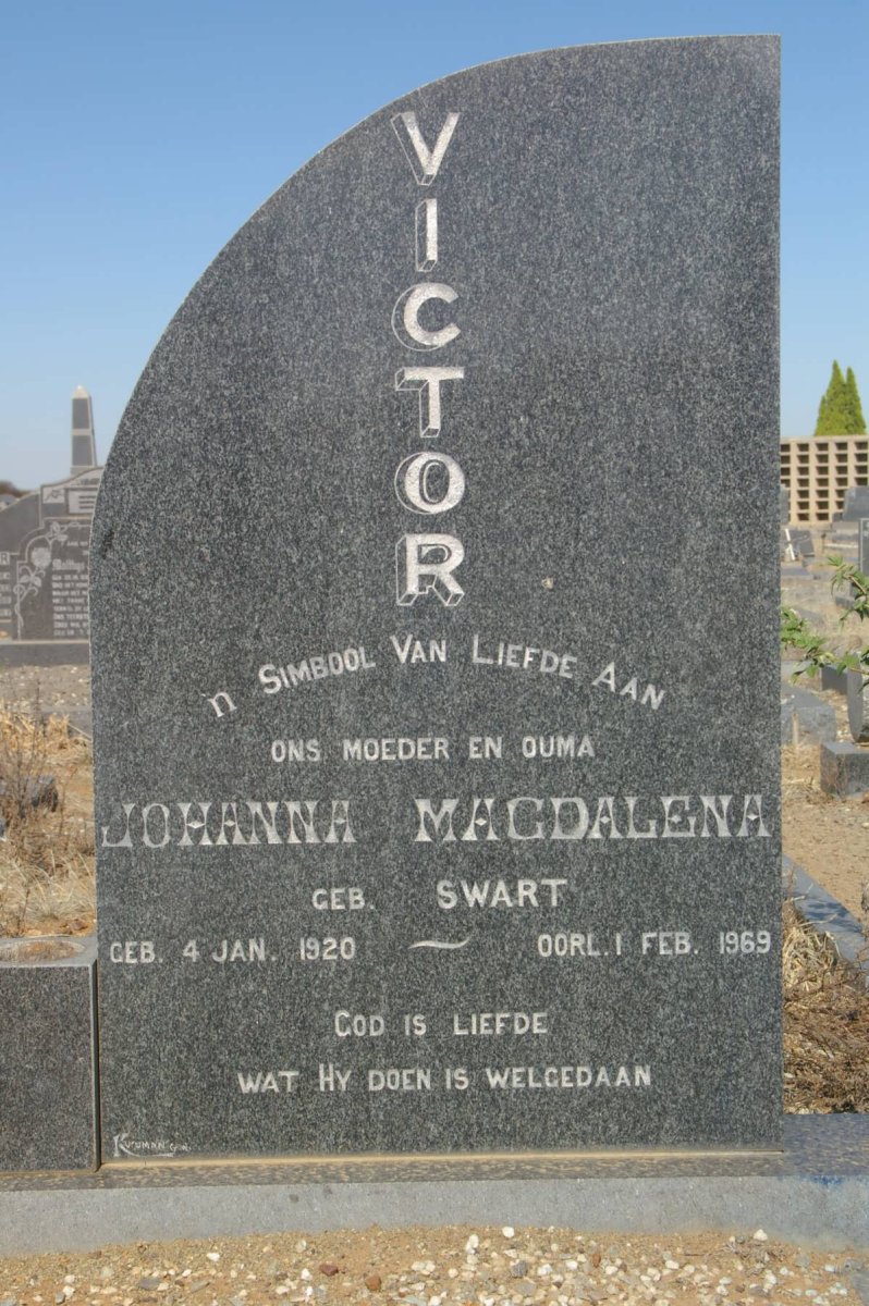 VICTOR Johanna Magdalena nee SWART 1920-1969