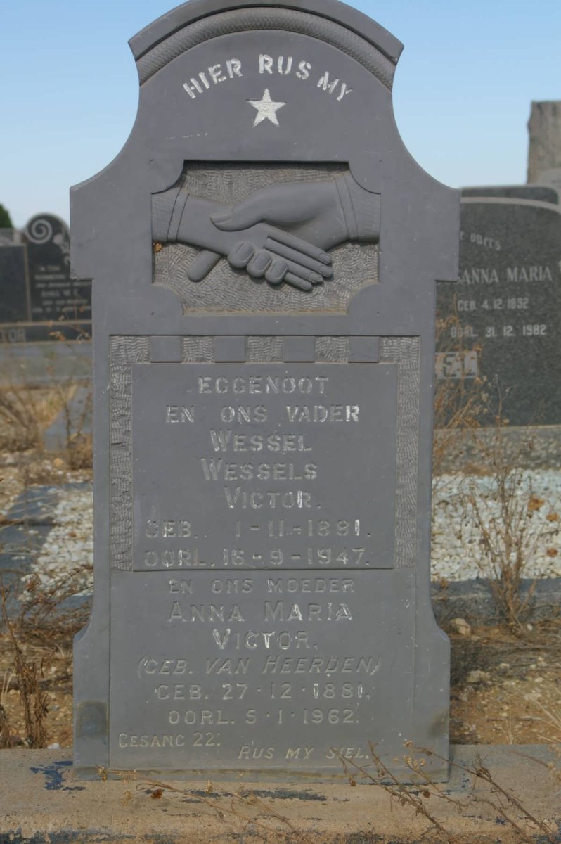 VICTOR Wessel Wessels 1881-1947 &amp; Anna Maria van HEERDEN 1881-1962