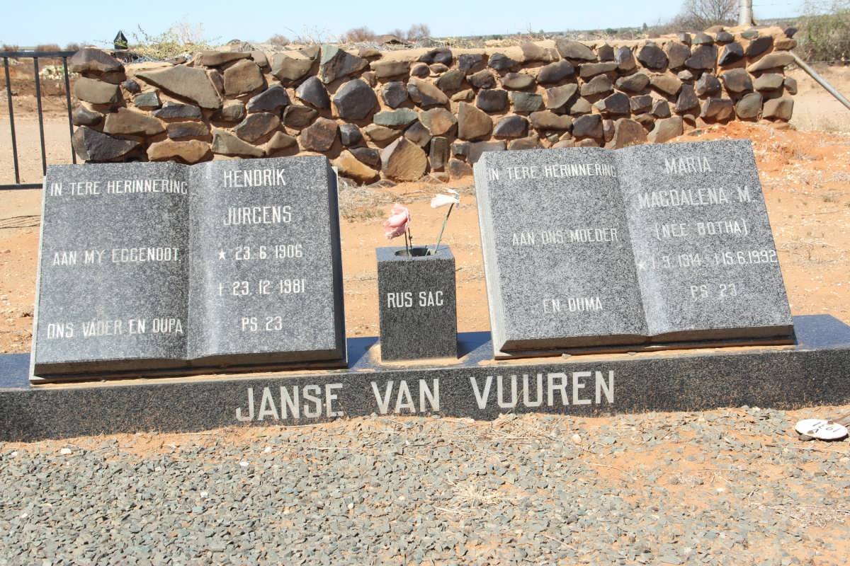 VUUREN Hendrik Jurgens, Janse van 1906-1981 &amp; Maria Magdalena M. BOTHA 1914-1992