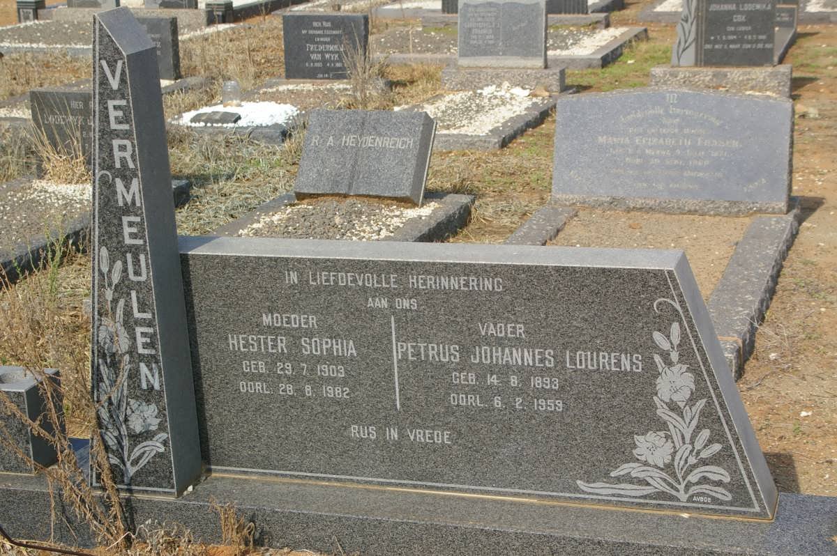 VERMEULEN Petrus Johannes Lourens 1893-1959 &amp; Hester Sophia 1903-1982