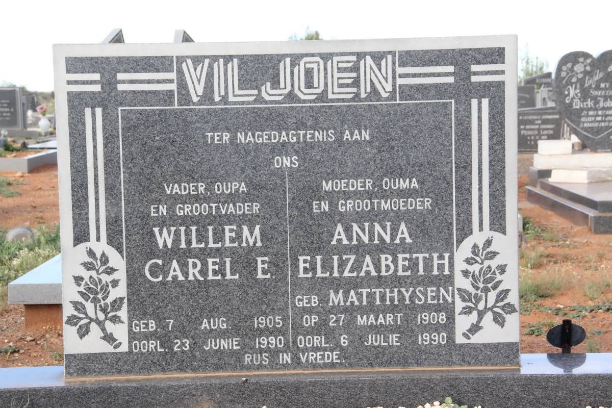 VILJOEN Willem Carel E. 1905-1990 &amp; Anna Elizabeth MATTHYSEN 1908-1990