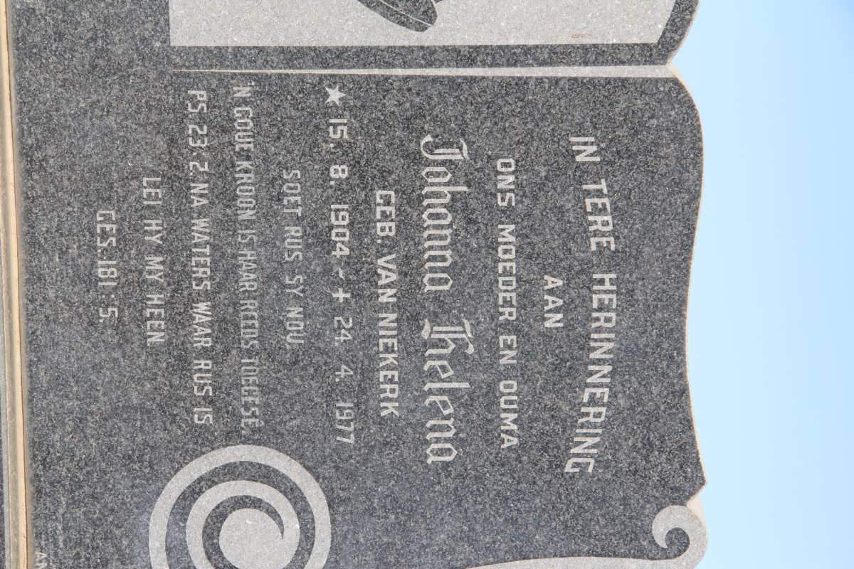 VUUREN Johanna Helena, Jansen van nee van NIEKERK 1904-1977