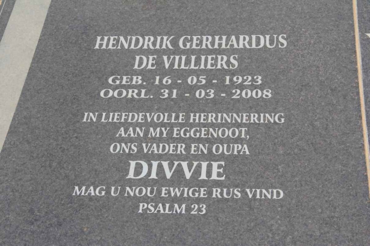 VILLIERS Hendrik Gerhardus, de 1923-2008