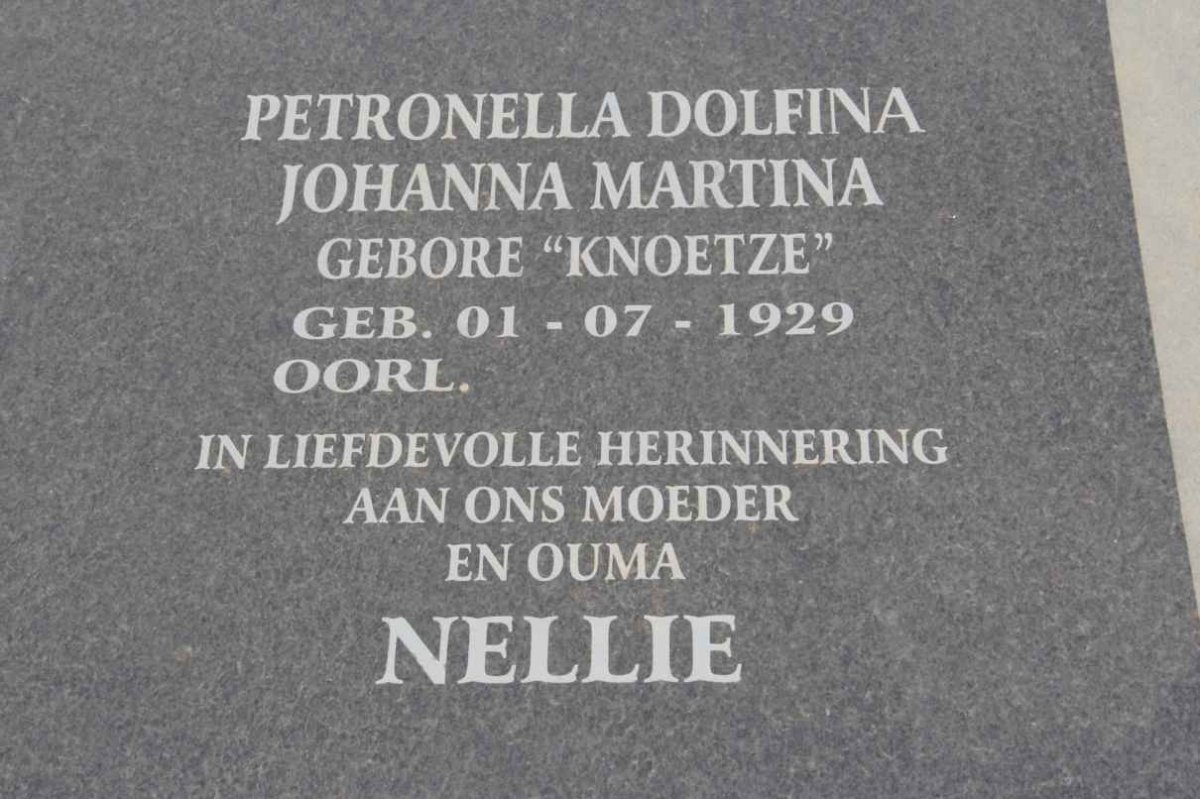 VILLIERS Petronella Dolfina Johanna Martina nee KNOETZE 1929-