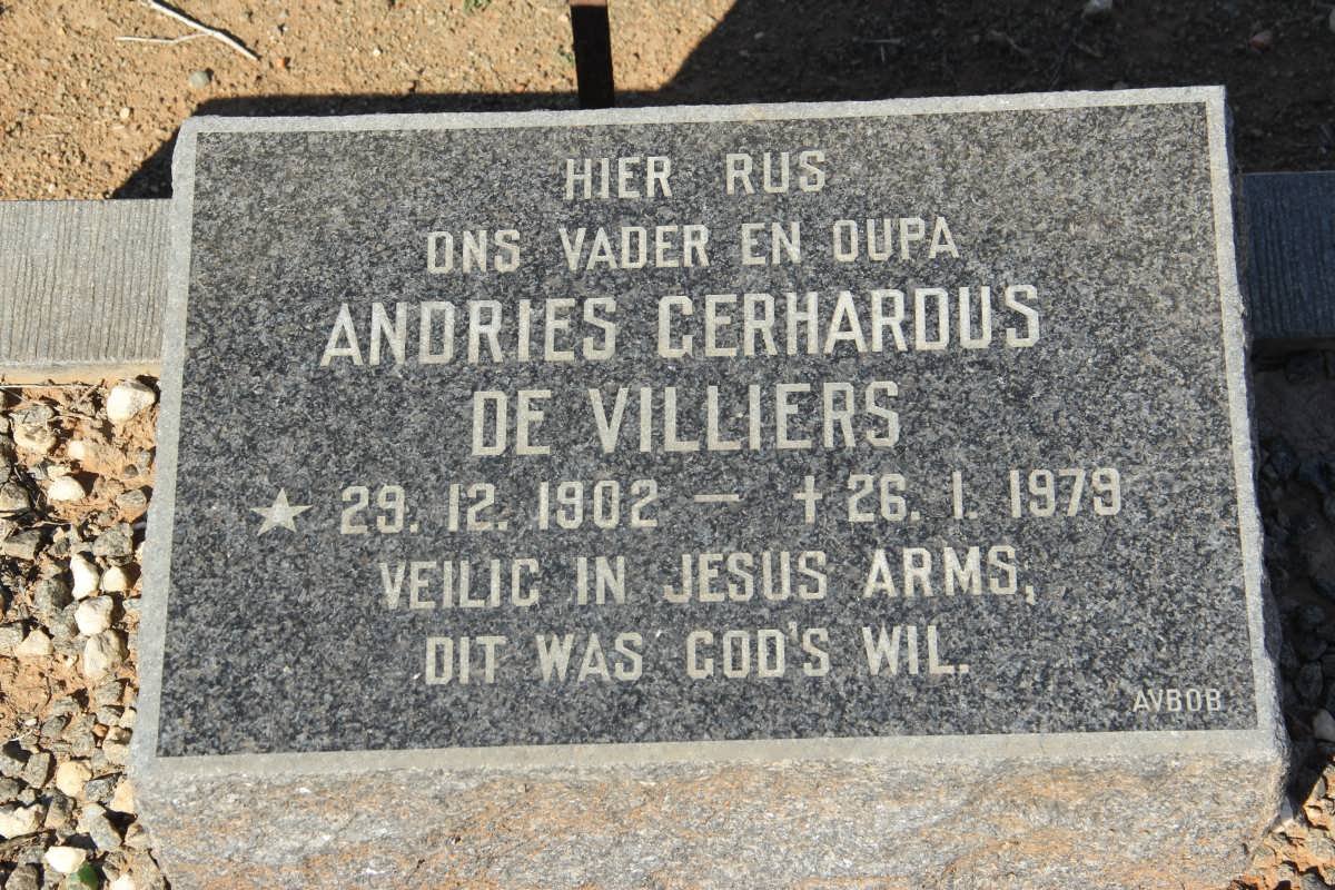 VILLIERS Andries Gerhardus, de 1902-1979