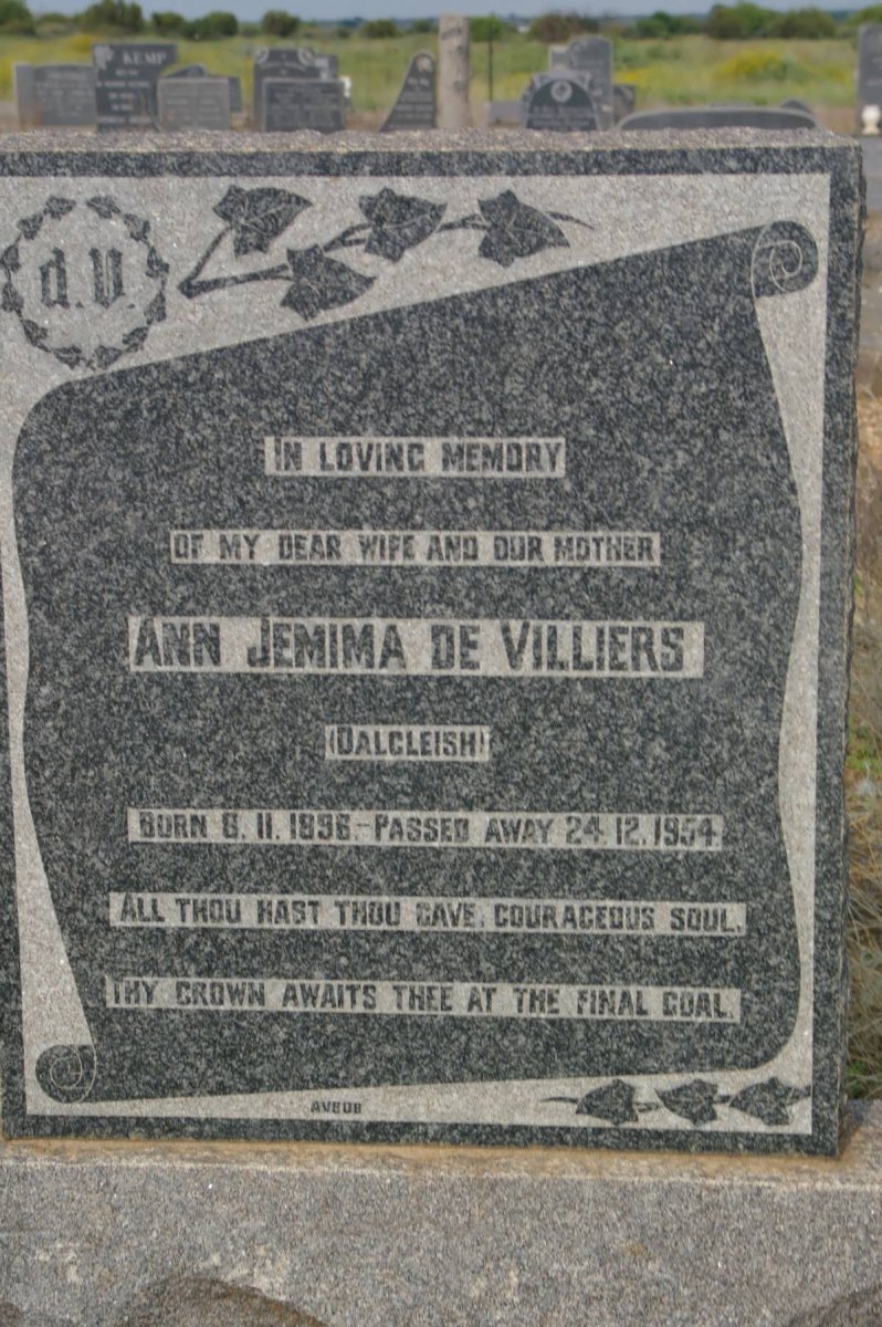 VILLIERS Ann Jemima, de nee DALGLEISH 1896-1954
