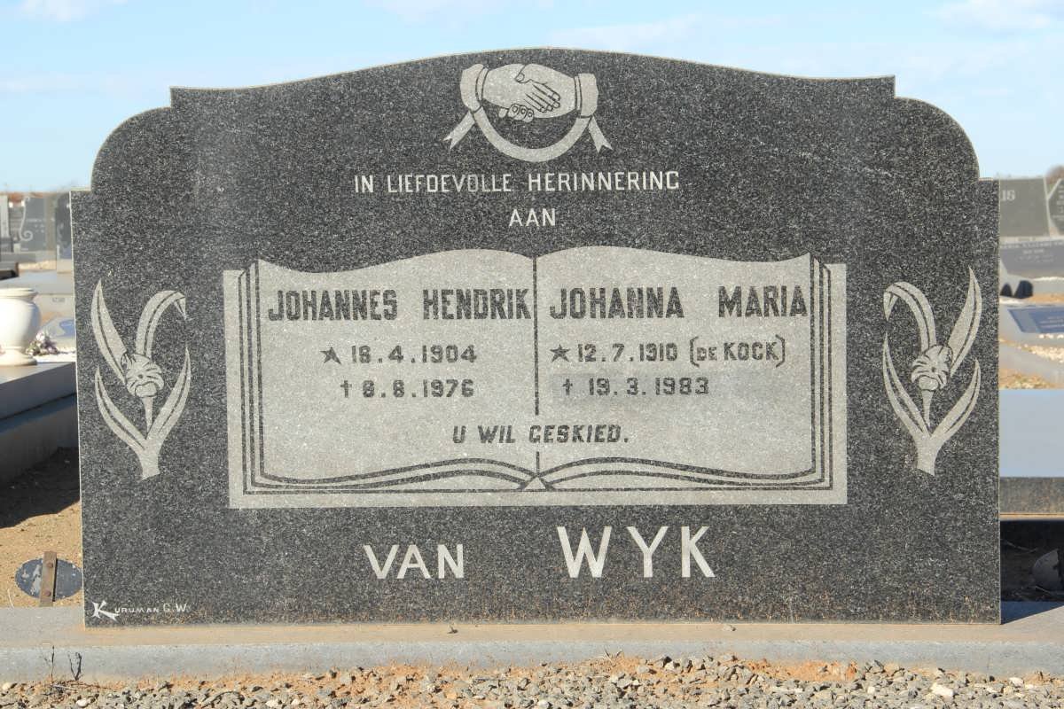 WYK Johannes Hendrik, van 1904-1976 &amp; Johanna Maria de KOCK 1910-1983