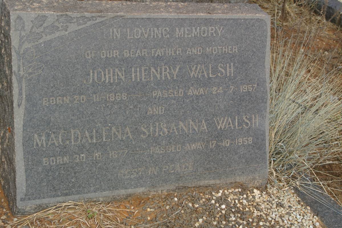 WALSH John Henry 1866-1957 &amp; Magdalena Susanna 1877-1958