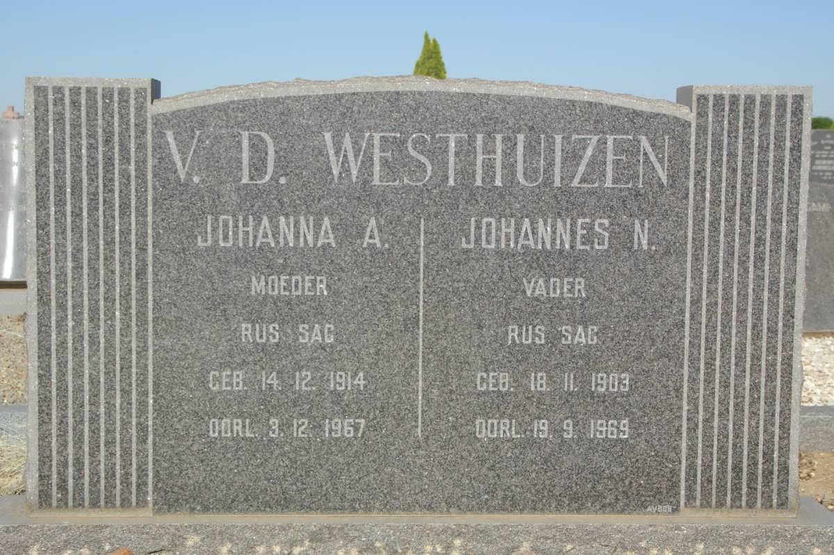 WESTHUIZEN Johannes N., v.d. 1903-1969 &amp; Johanna A. 1914-1967