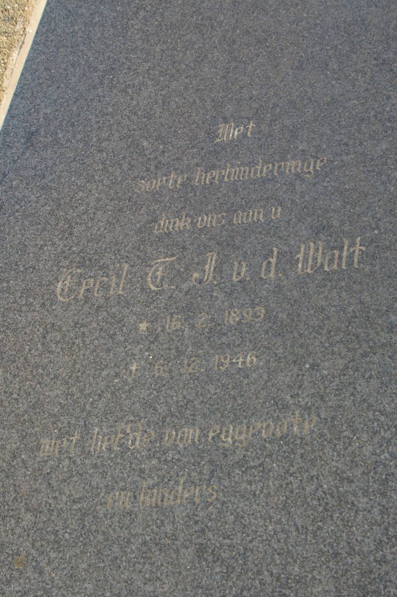 WALT Cecil T.J., van der 1893-1946