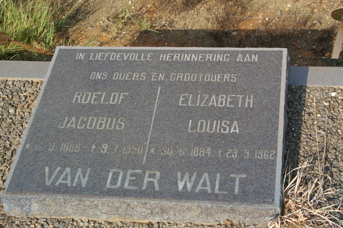 WALT Roelof Jacobus, van der 1886-1950 &amp; Elizabeth Louisa 1884-1962