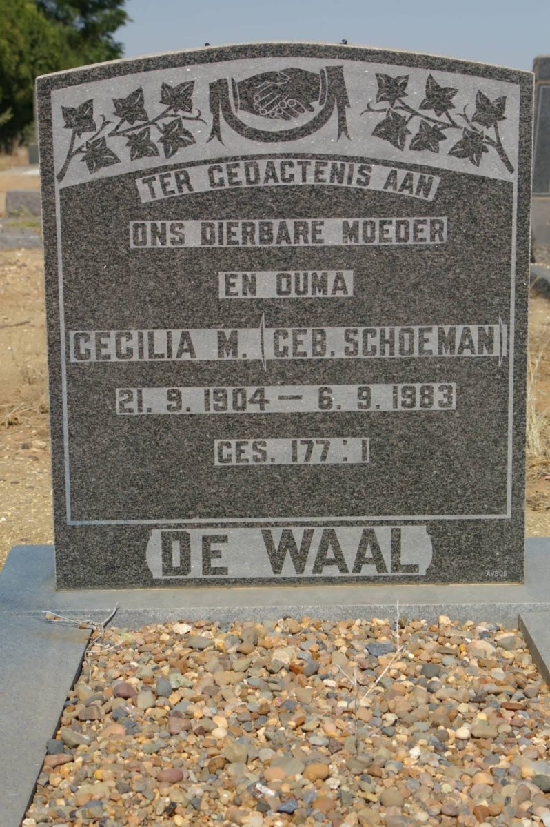 WAAL Cecilia M., de nee SCHOEMAN 1904-1983 