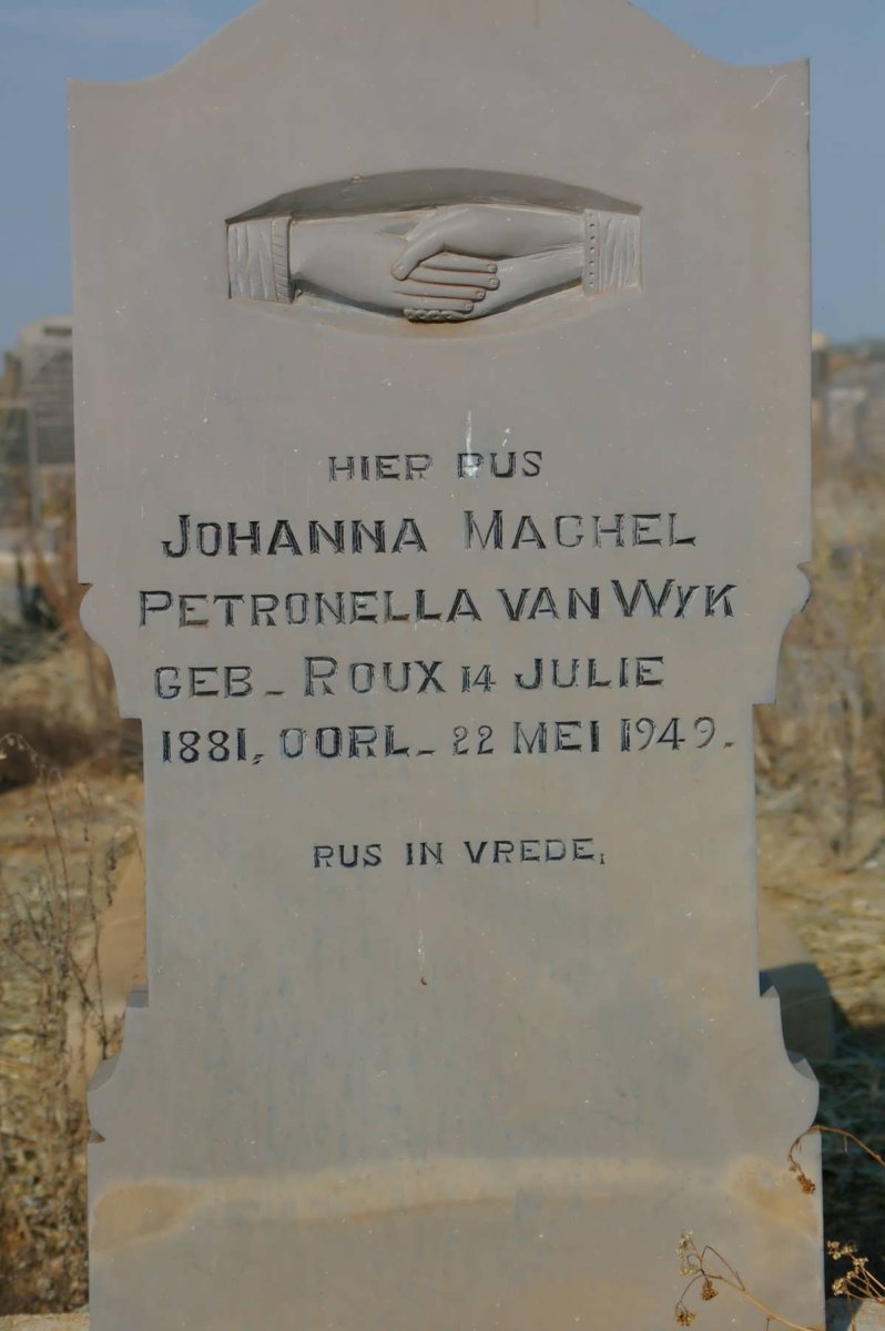 WYK Johanna Machel Petronella, van nee ROUX 1881-1949
