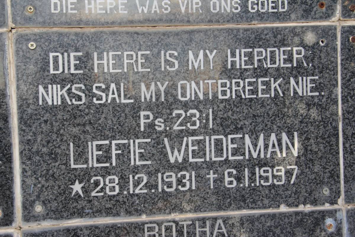 WEIDEMAN Liefie 1931-1997