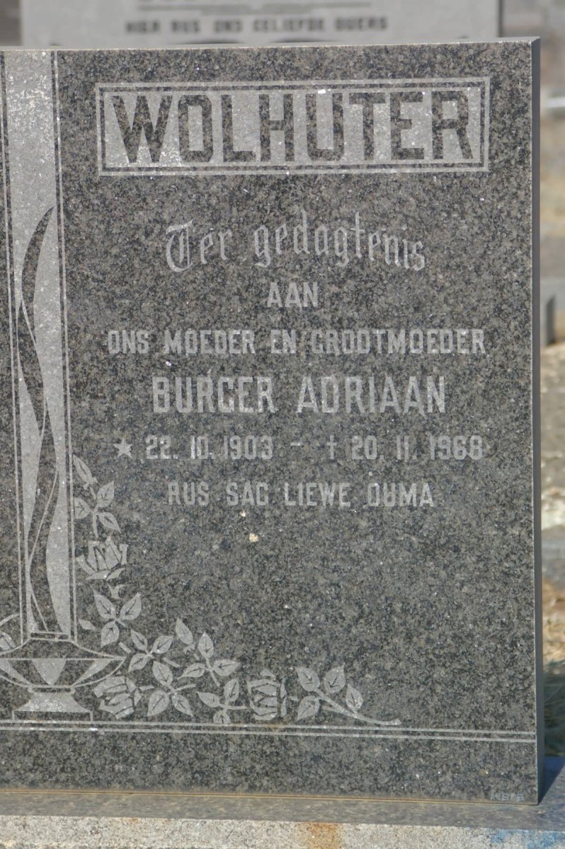 WOLHUTER Burger Adriaan 1903-1968