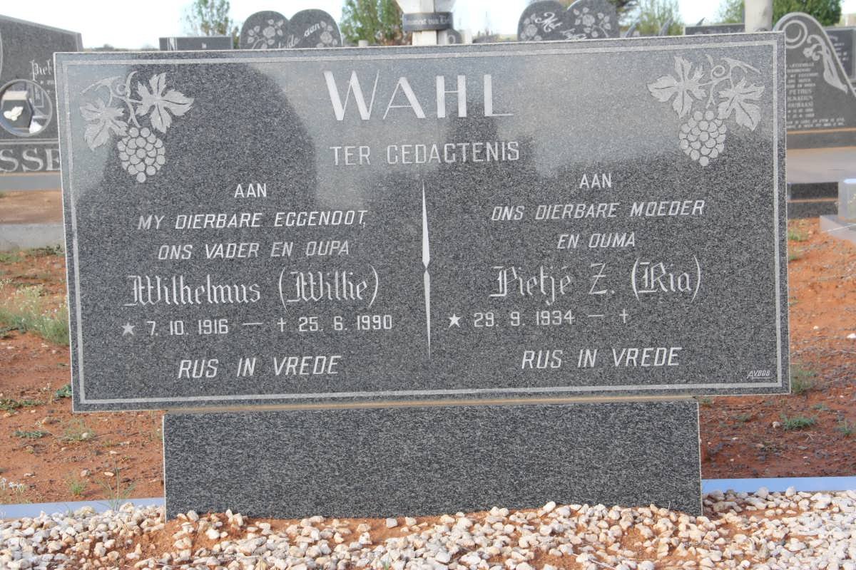 WAHL Wilhelmus 1916-1990 &amp; Pietje Z. 1934-