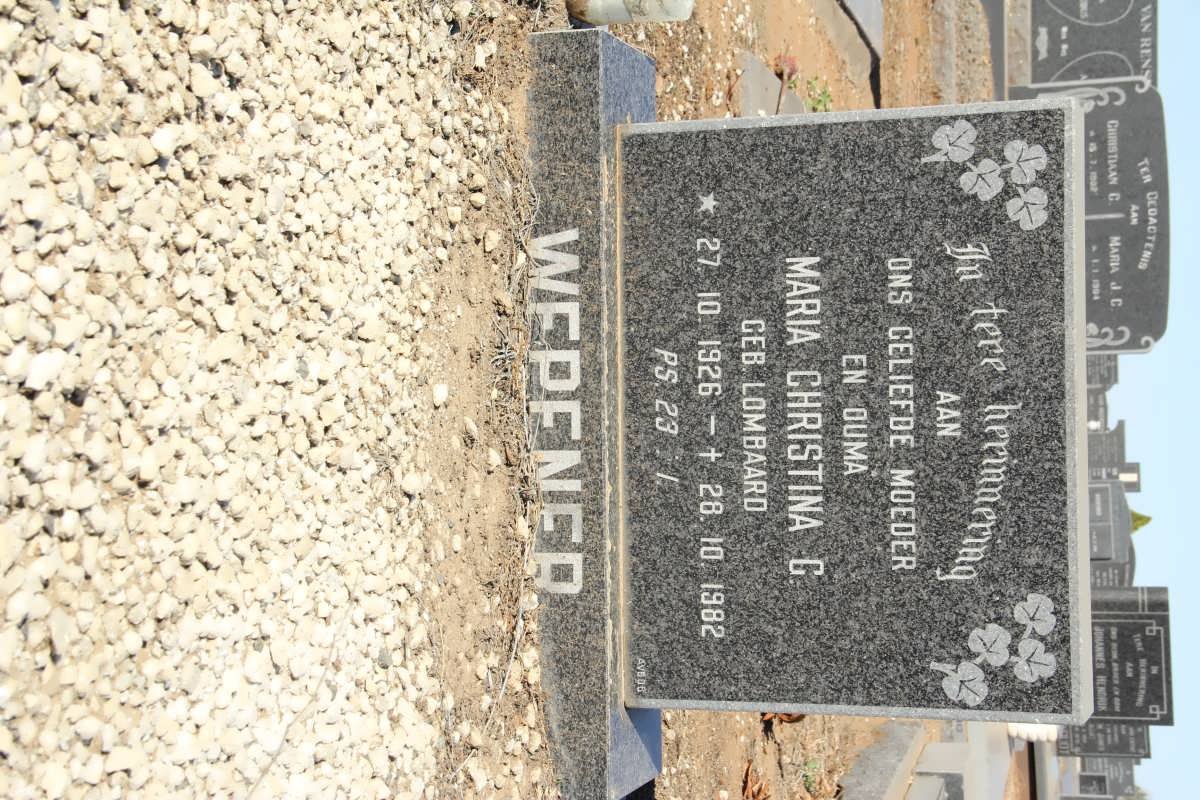 WEPENER Maria Christina C. LOMBAARD 1926-1982