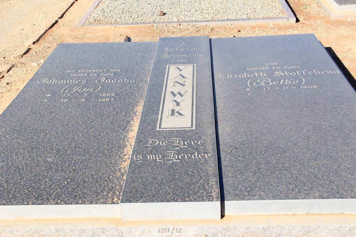 WYK Johannes Jacobus, van 1905-1987 &amp; Elizabeth Stoffelina 1906-