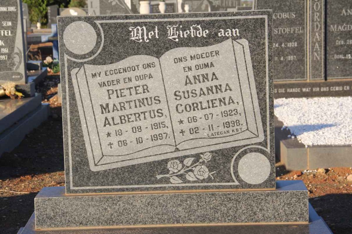 WAAL Pieter Martinus Albertus, de 1915-1997 &amp; Anna Susanna Corliena 1923-1998