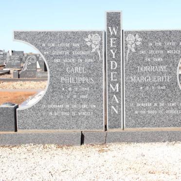 WEYDEMAN Carel Philippus 1940-1988 &amp; Lorraine Marguerite 1942-