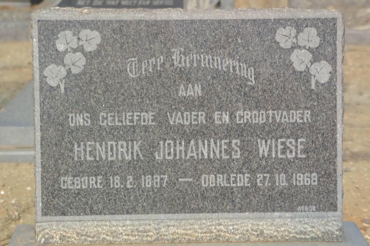 WIESE Hendrik Johannes 1887-1968