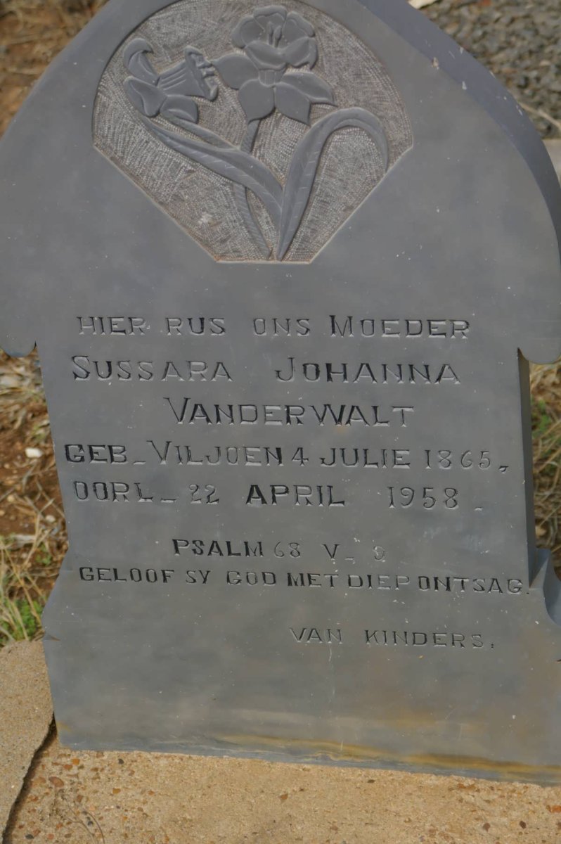 WALT Sussara Johanna, van der nee VILJOEN 1865-1958