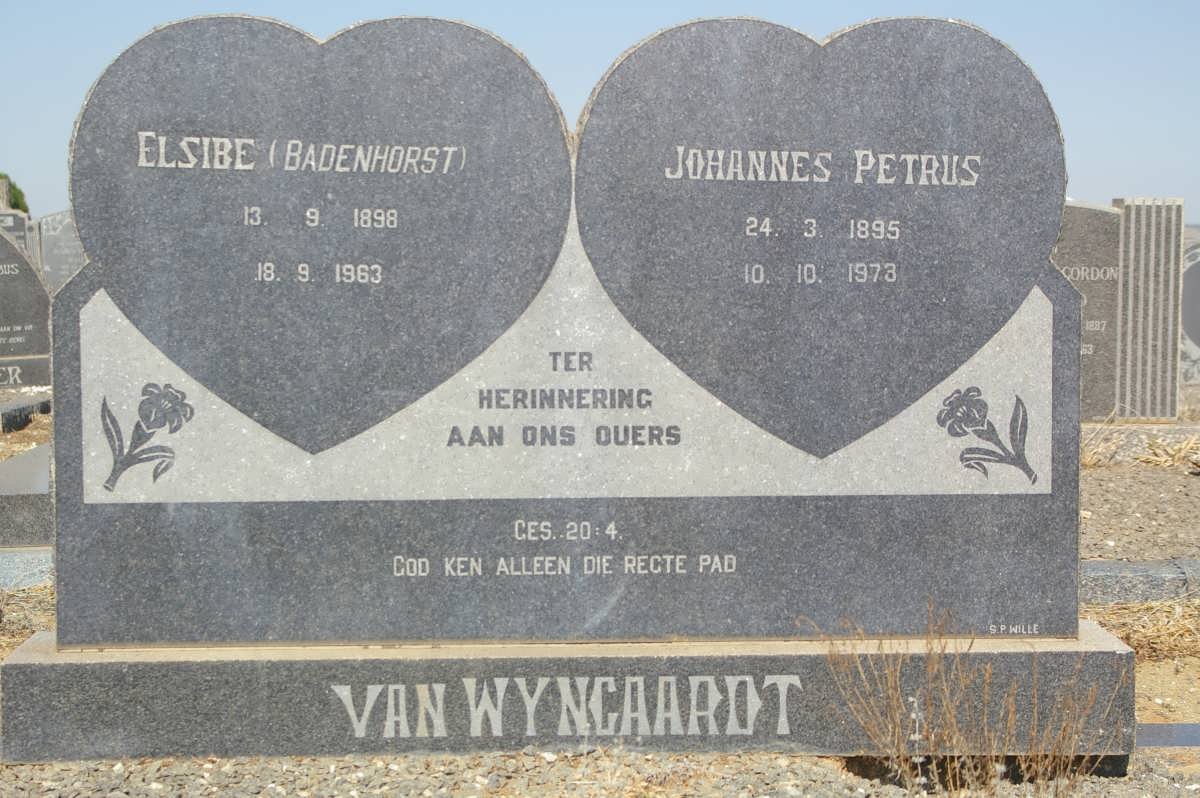 WYNGAARDT Johannes Petrus, van 1895-1973 &amp; Elsibe BADENHORST 1898-1963