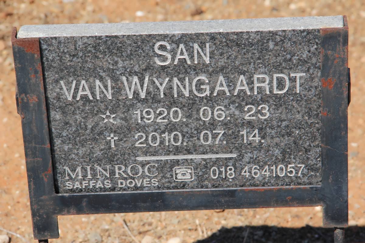 WYNGAARDT San, van 1920-2010