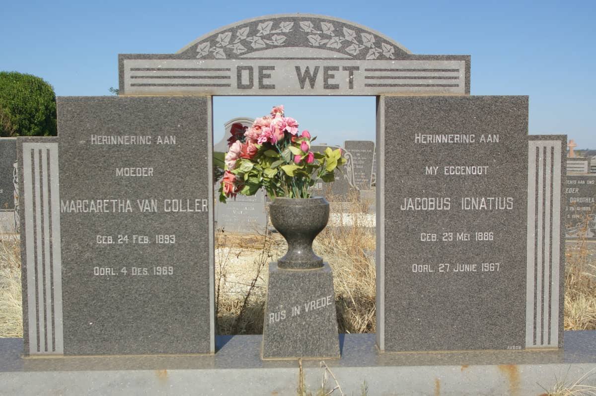 WET Jacobus Ignatius, de 1886-1967 &amp; Margaretha Van COLLER 1893-1969