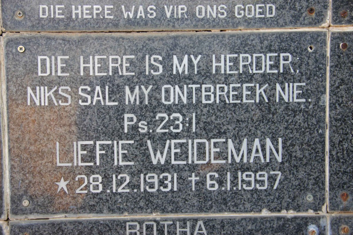 WEIDEMAN Liefie 1931-1997