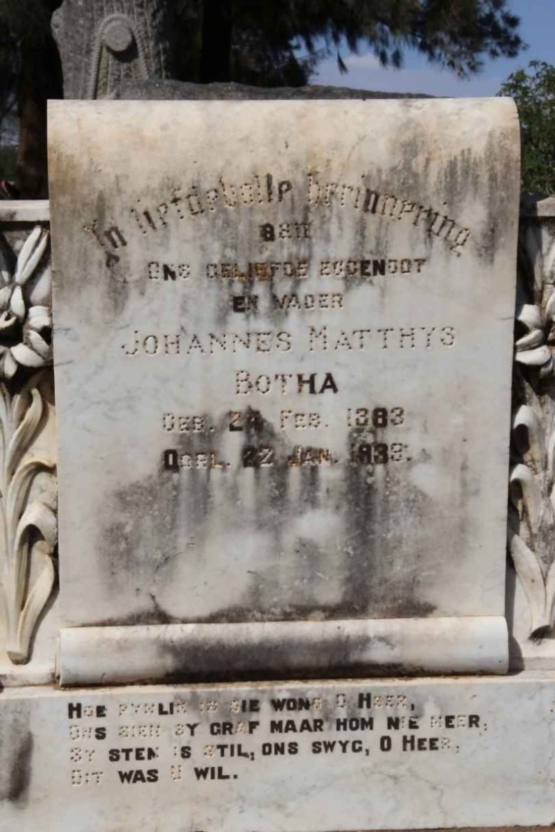 BOTHA Johannes Matthys 1883-1939