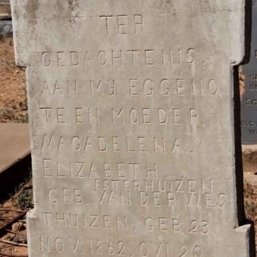 ESTERHUIZEN Magdelena Elizabeth nee v.d. WESTHUIZEN 1862-1937