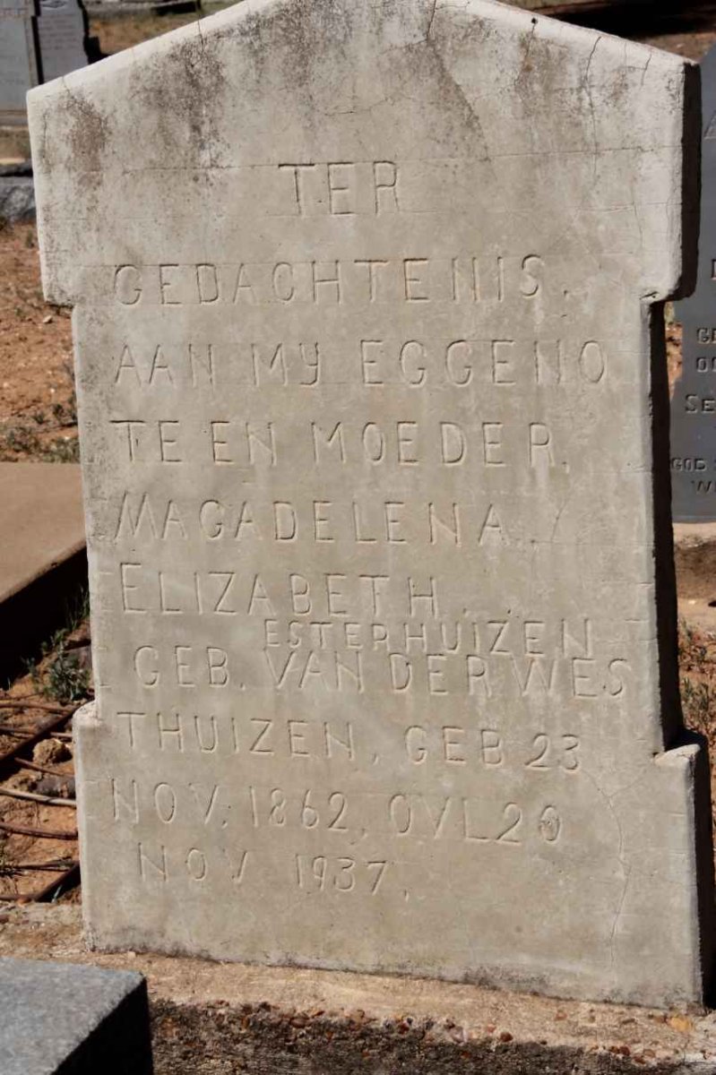 ESTERHUIZEN Magdelena Elizabeth nee v.d. WESTHUIZEN 1862-1937
