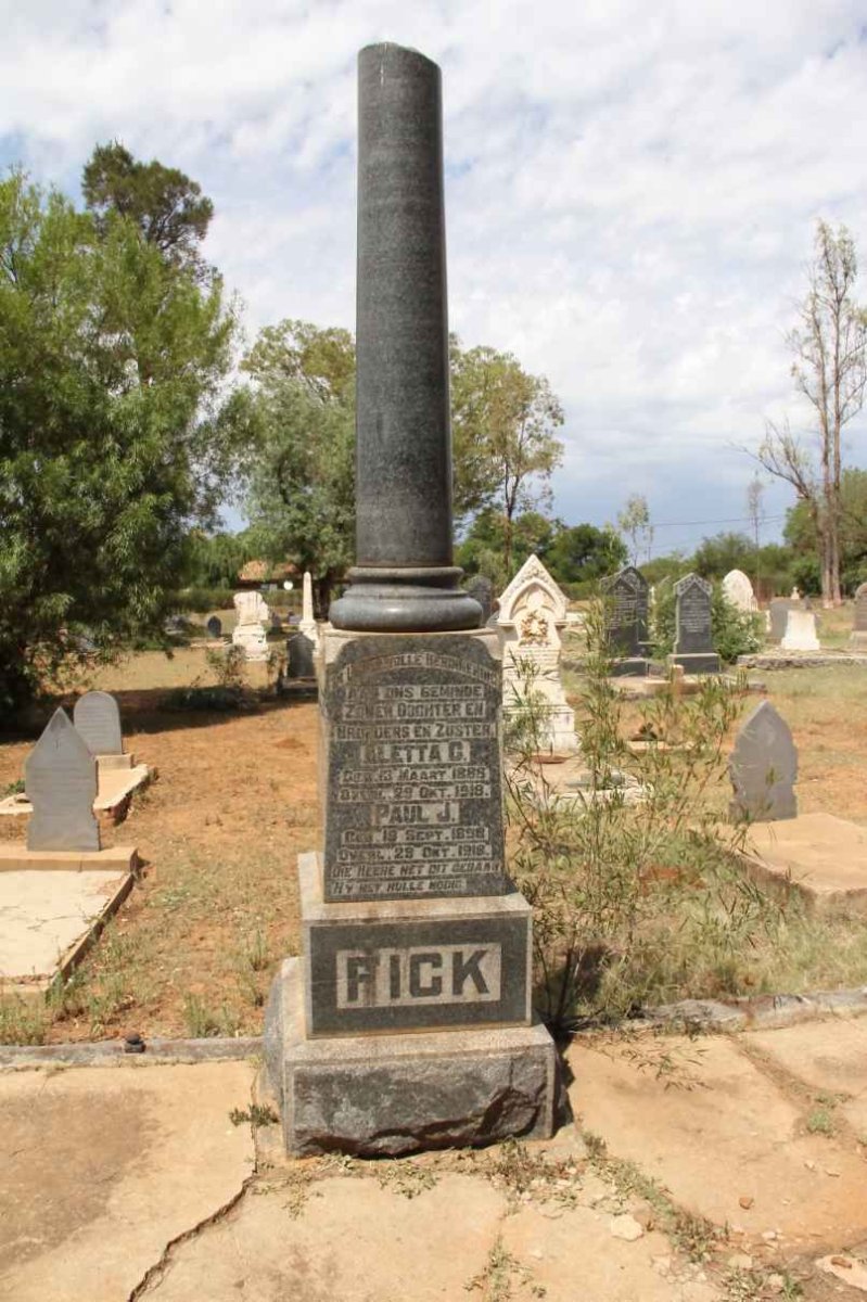 FICK Paul J. 1858-1918 :: FICK Aletta C. 1888-1918
