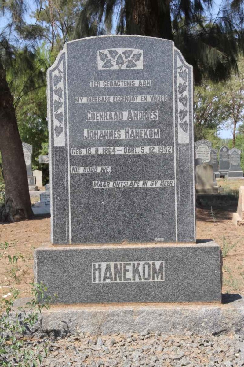 HANEKOM Coenraad Andries Johannes 1864-1952