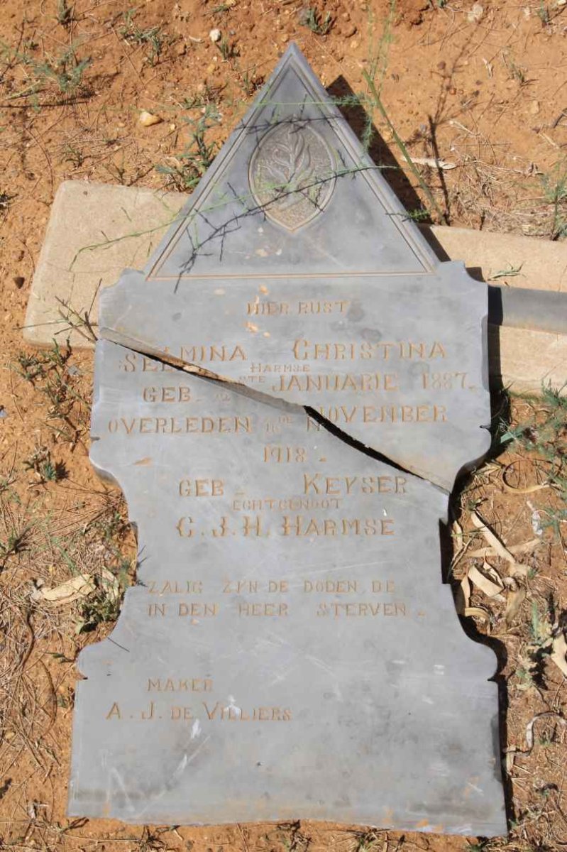 HARMSE Selmina Christina nee KEYSER 1887-1918