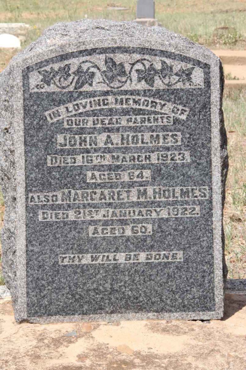 HOLMES John A. -1923 &amp; Margaret M. -1922