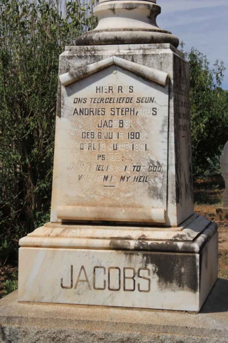JACOBS Andries Stephanus 1908-1931